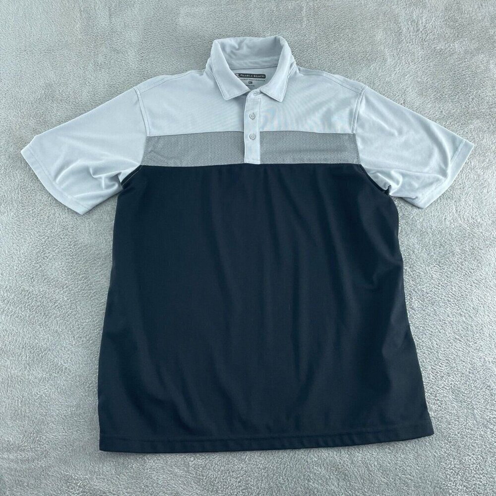 Pebble Beach Mens Dry-Luxe Performance Polo Shirt XL Black & Gray 0157